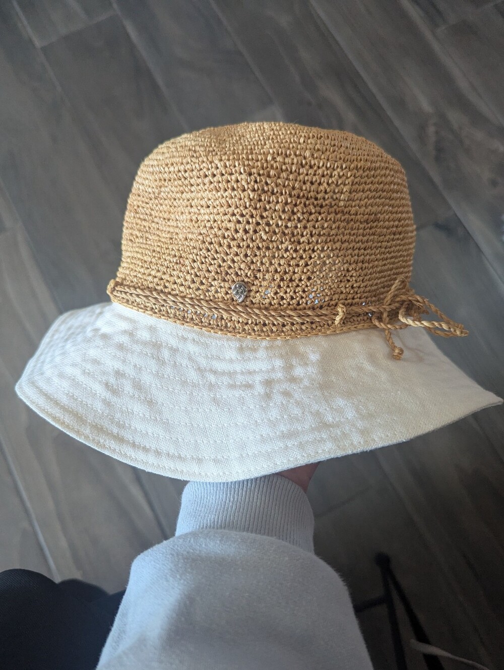 Helen Kamonski Women’s Two-Tone Straw Sun Hat - Natural & White